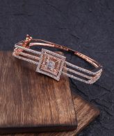 Square Loop Style Rose Gold Bracelet Studded with American Diamonds