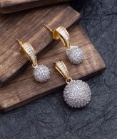 Golden White Plated American Diamond Drop Pendant